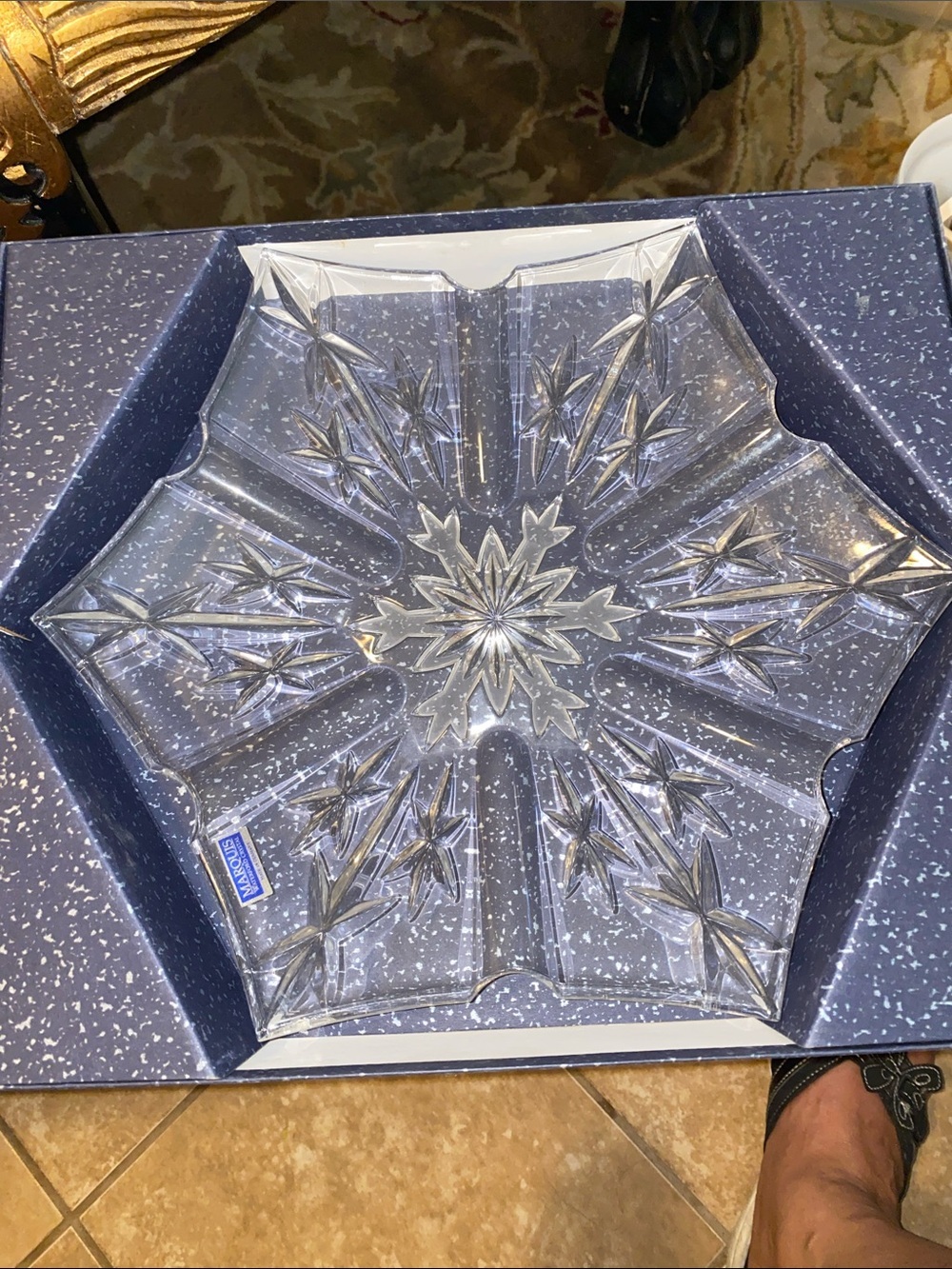 New In Box Marquis Waterford Crystal Starburst Serving Tray - Clear